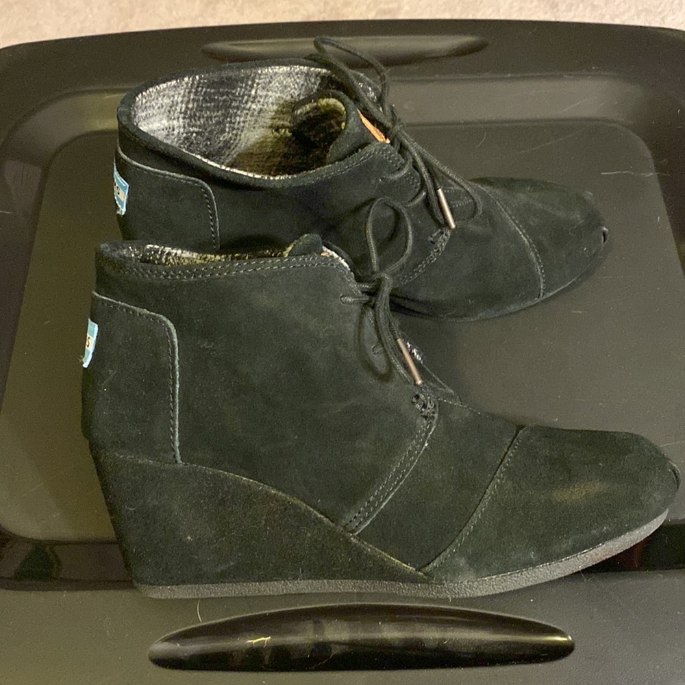 TOMS Suede Bootie Wedges Ankle Boot